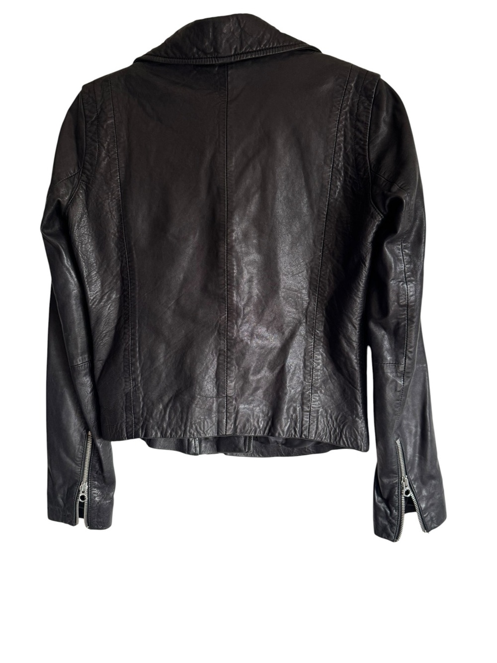 Madewell Washed Leather Motorcycle Jacket Black E0488 Capsule Moto Biker Size XS - Picture 4 of 13